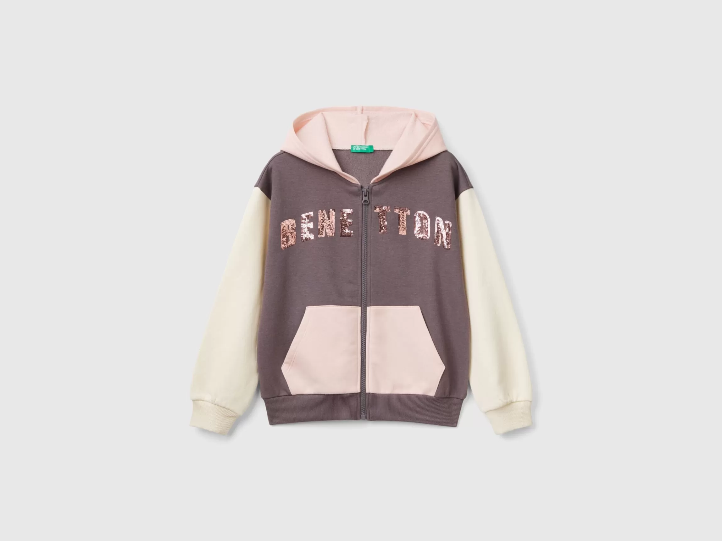 United Colors of Benetton Sweatshirt with zip and sequins
