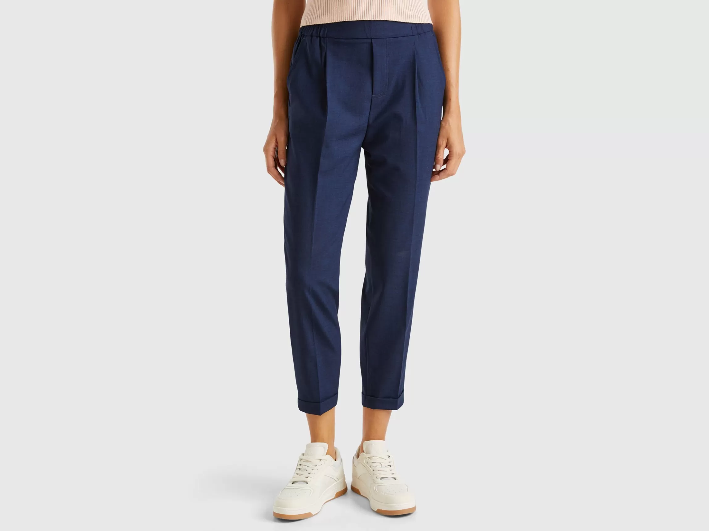 United Colors of Benetton Trousers with cuff in stretch viscose blend