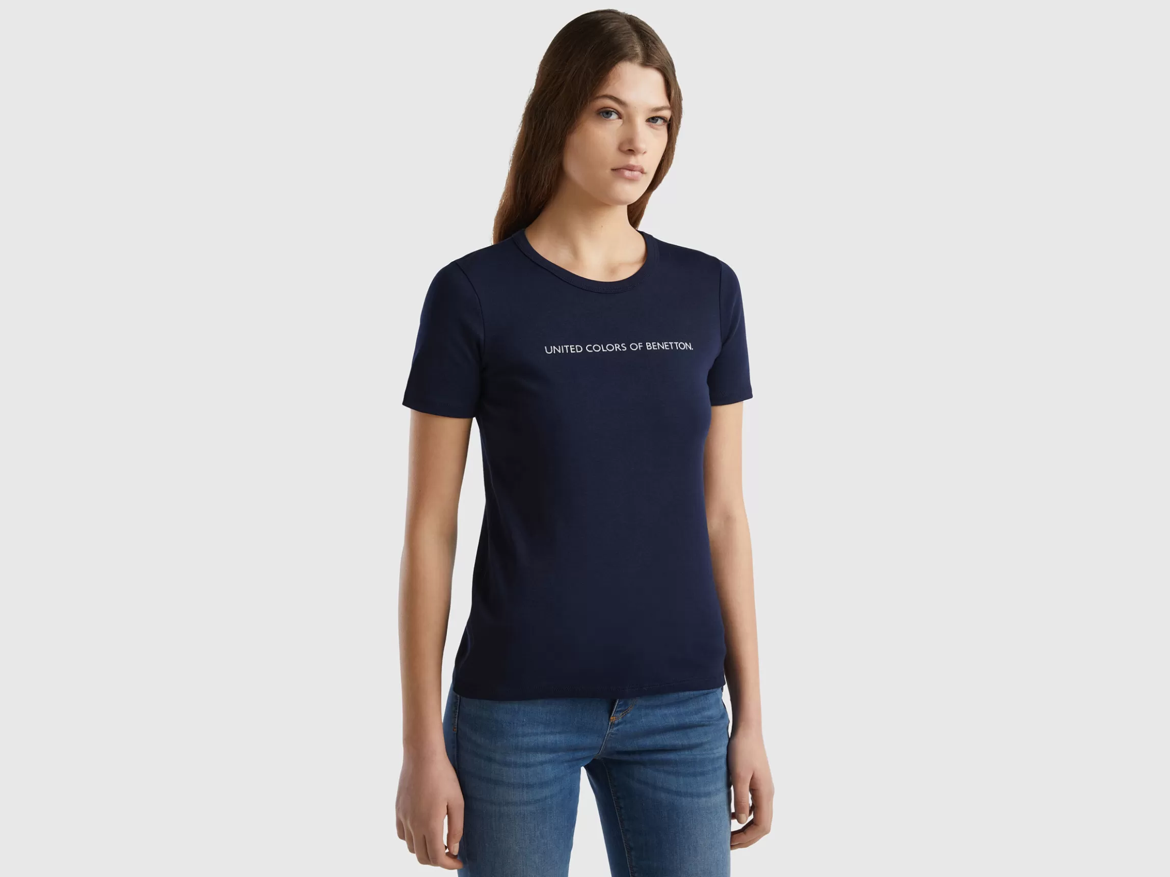 United Colors of Benetton T-shirt in 100% cotton with glitter print logo