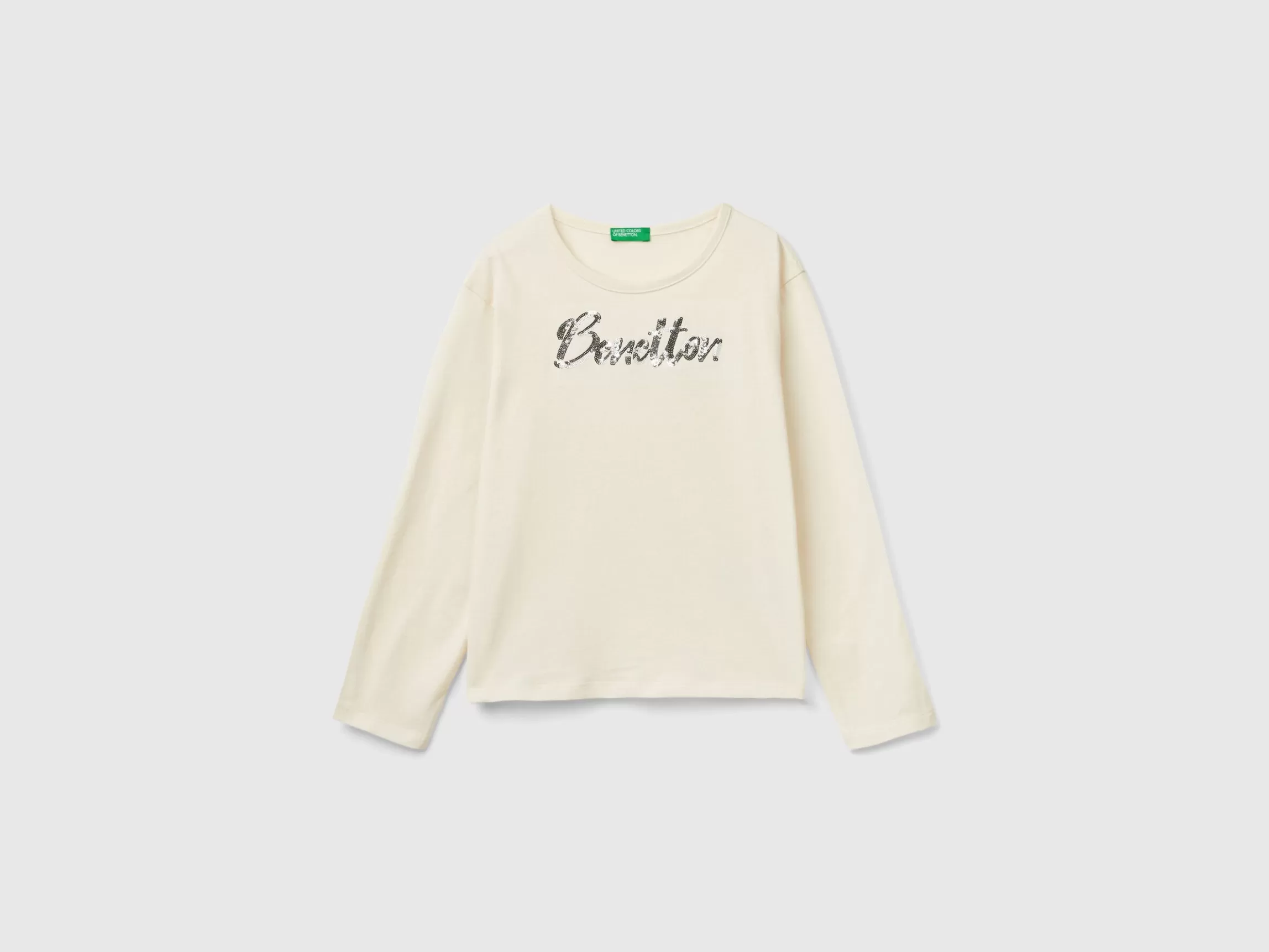 United Colors of Benetton T-shirt in warm organic cotton with sequins