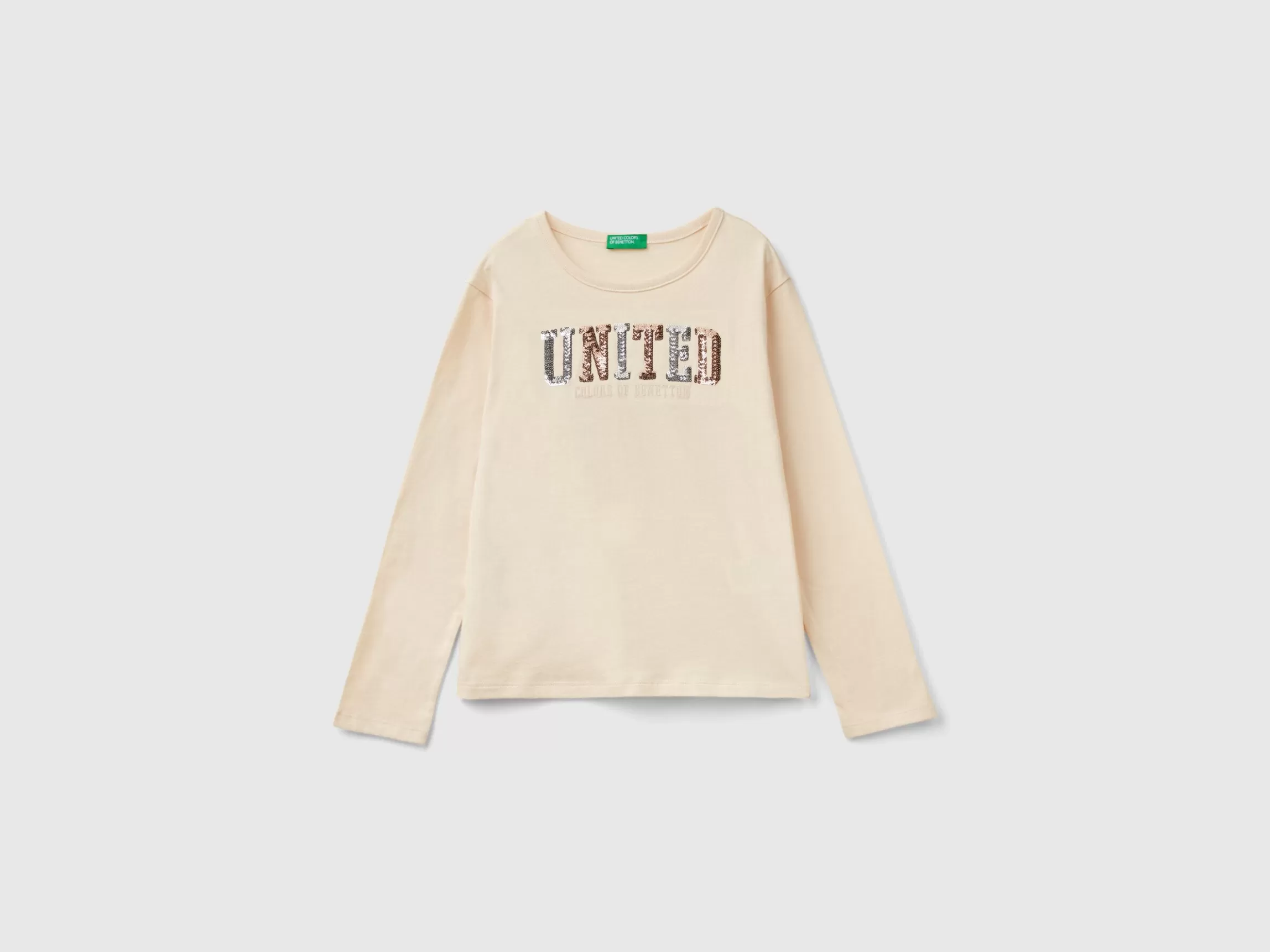 United Colors of Benetton T-shirt in warm organic cotton with sequins