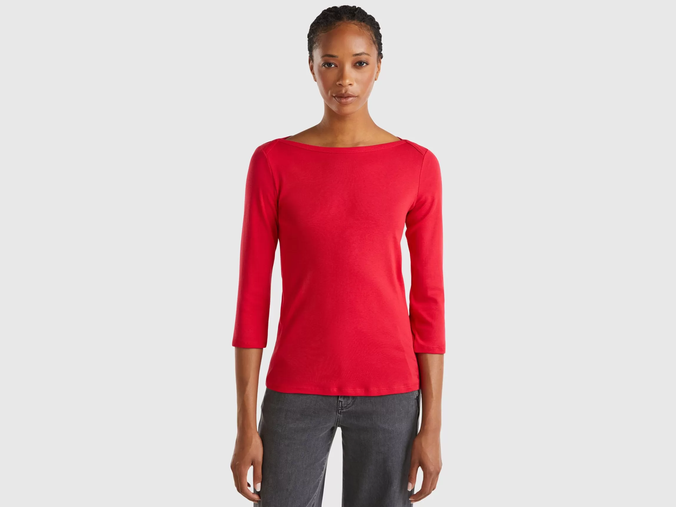 United Colors of Benetton T-shirt with boat neck in 100% cotton