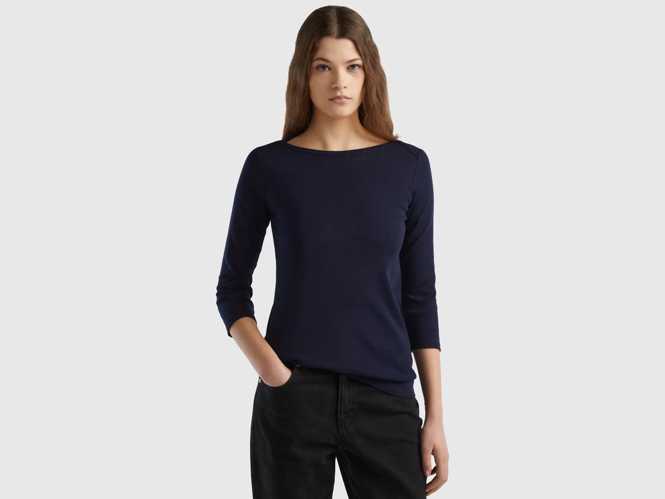 United Colors of Benetton T-shirt with boat neck in 100% cotton