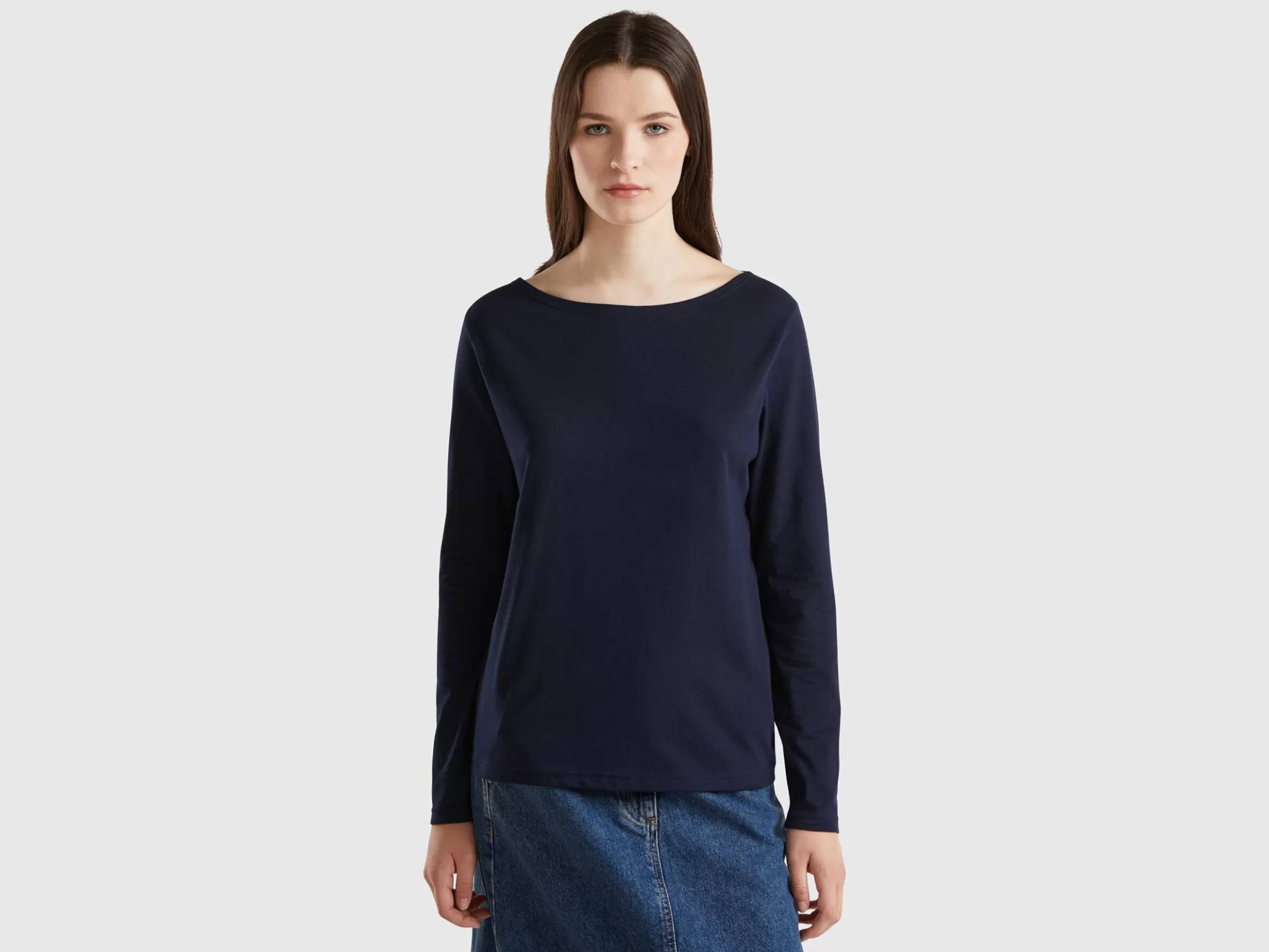 United Colors of Benetton T-shirt with boat neck in 100% cotton