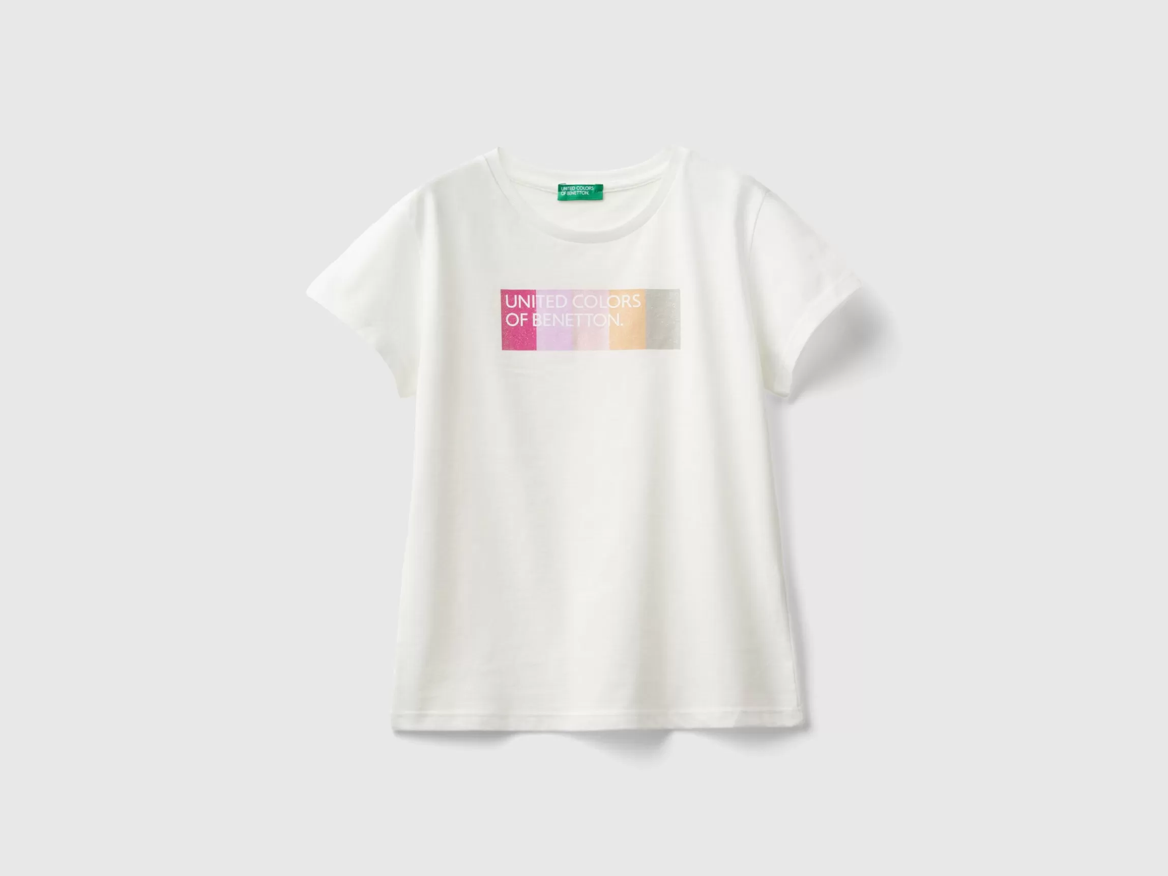 United Colors of Benetton T-shirt with glittery logo in organic cotton