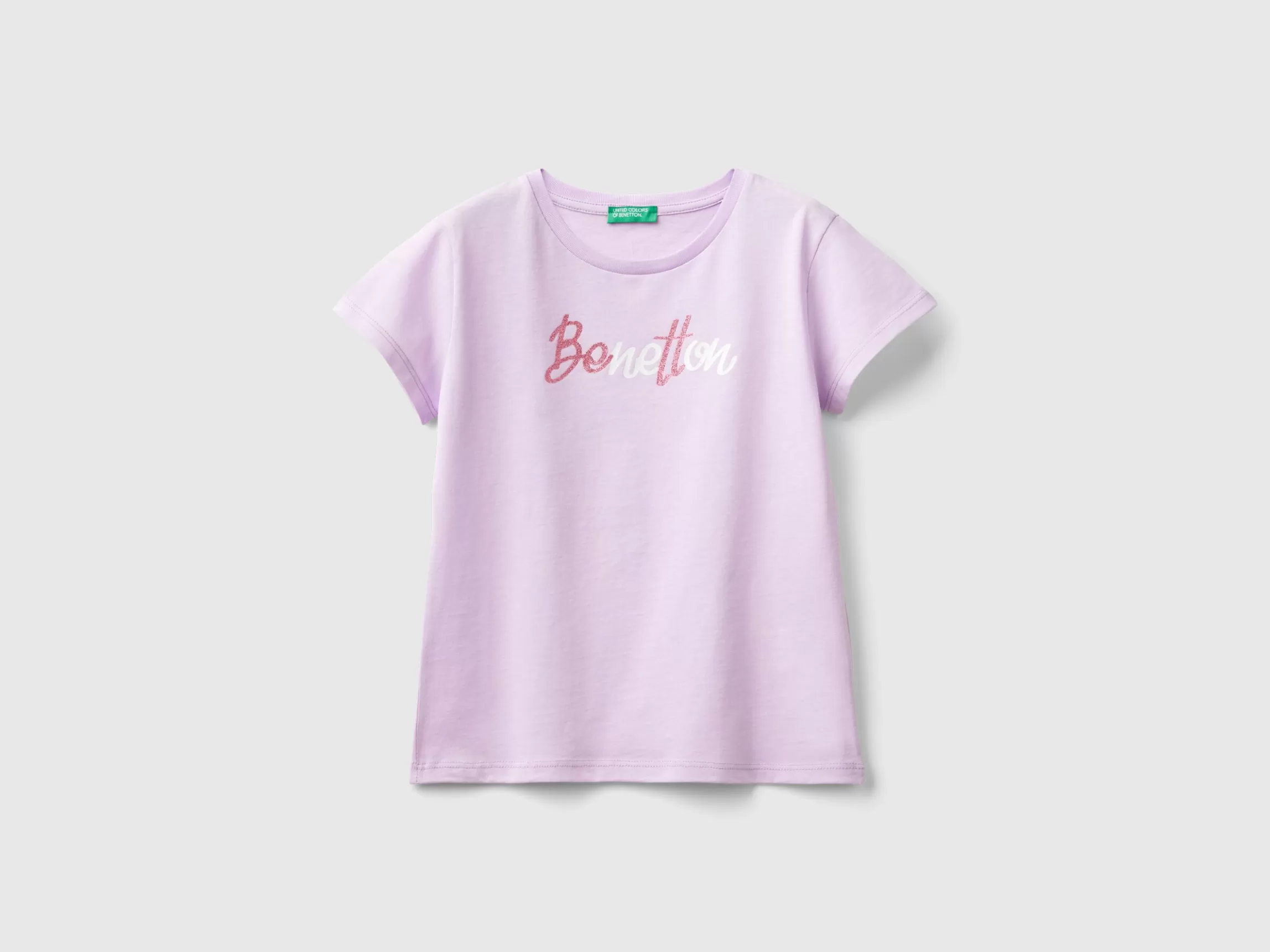 United Colors of Benetton T-shirt with glittery logo in organic cotton