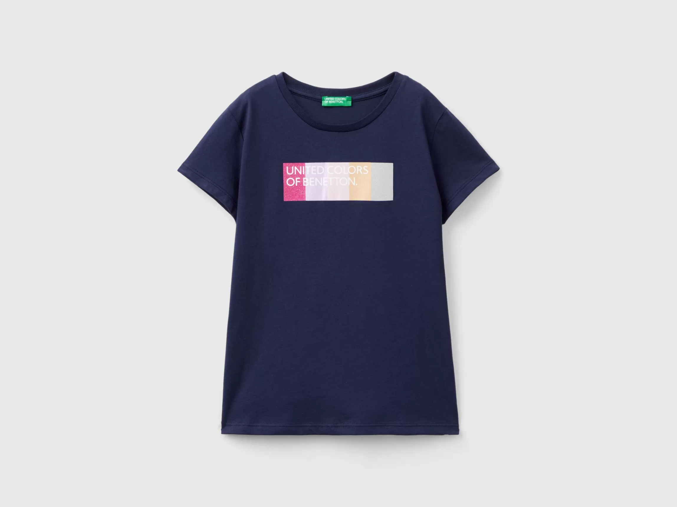 United Colors of Benetton T-shirt with glittery logo in organic cotton