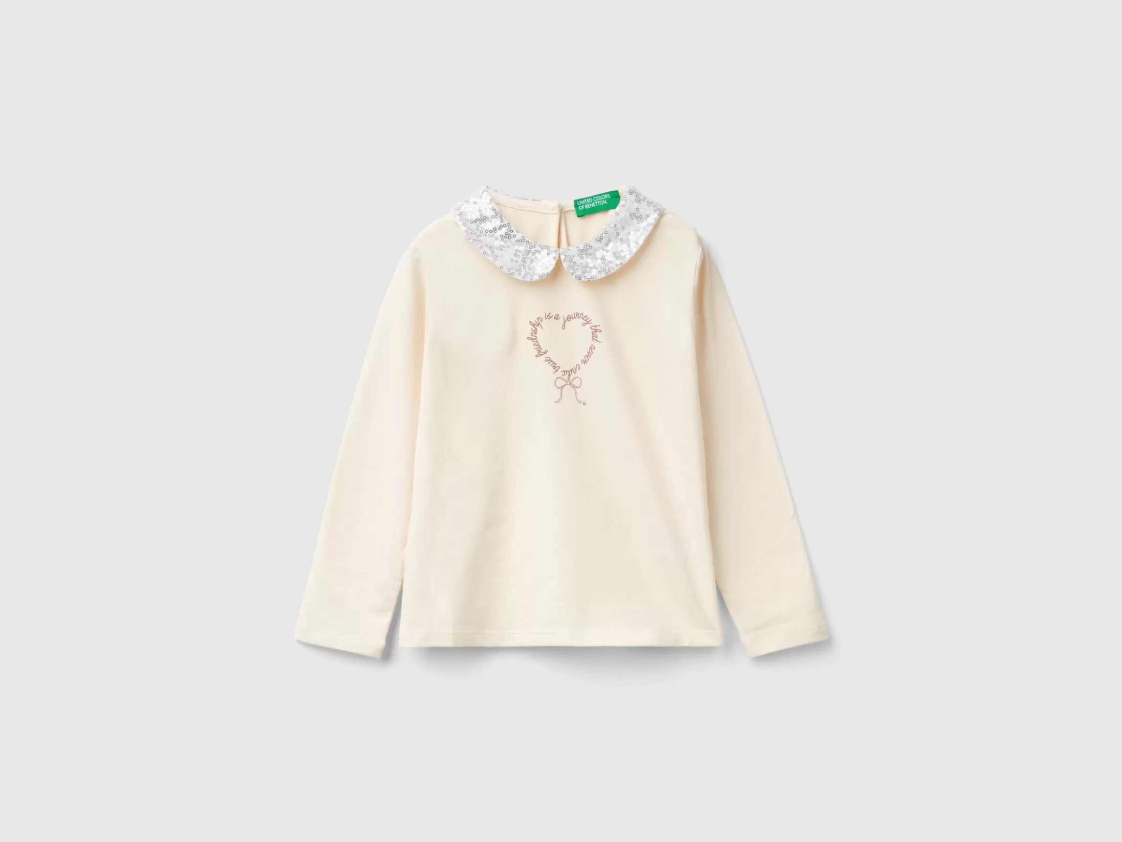 United Colors of Benetton T-shirt with sequin collar
