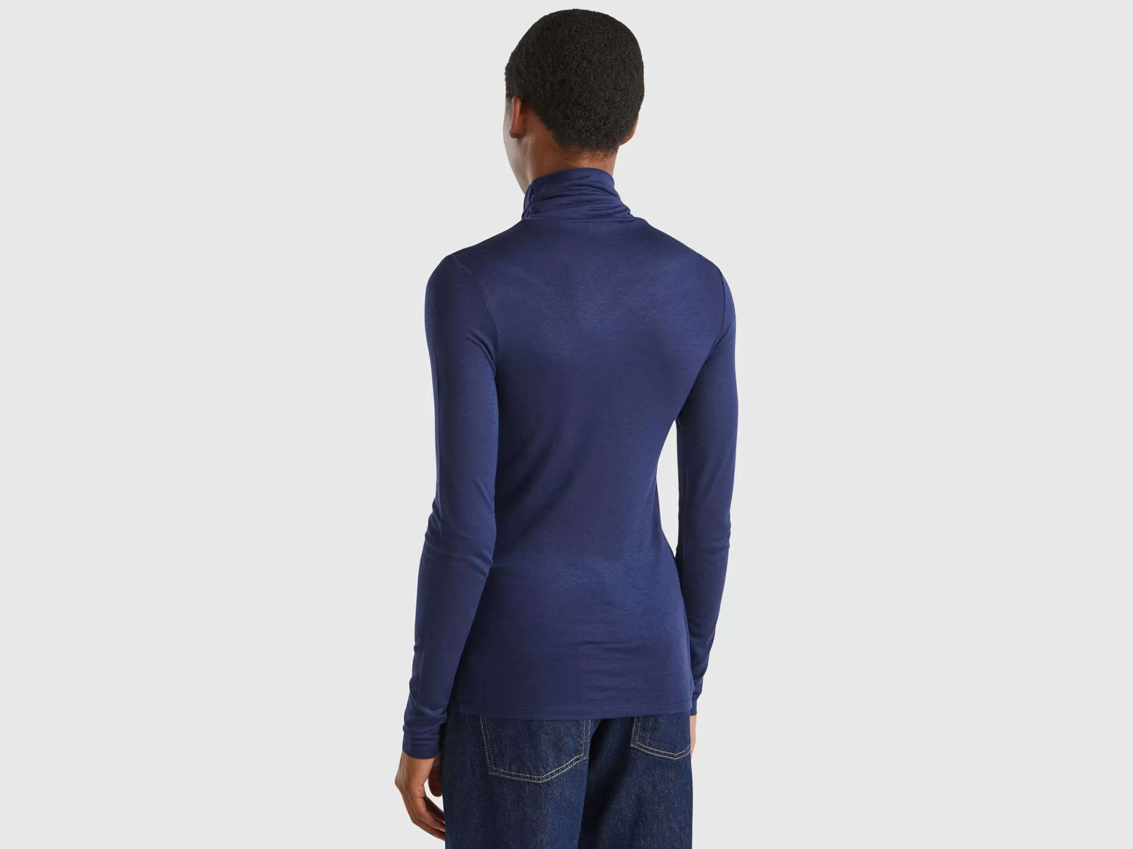 United Colors of Benetton Turtleneck t-shirt in viscose and cashmere blend