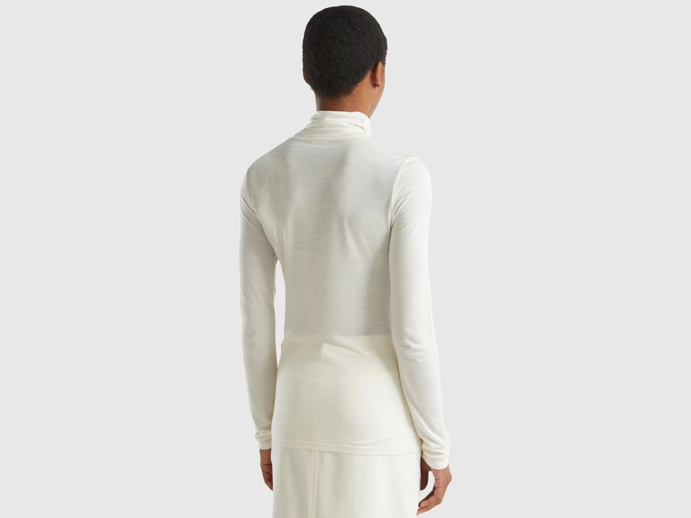 United Colors of Benetton Turtleneck t-shirt in viscose and cashmere blend
