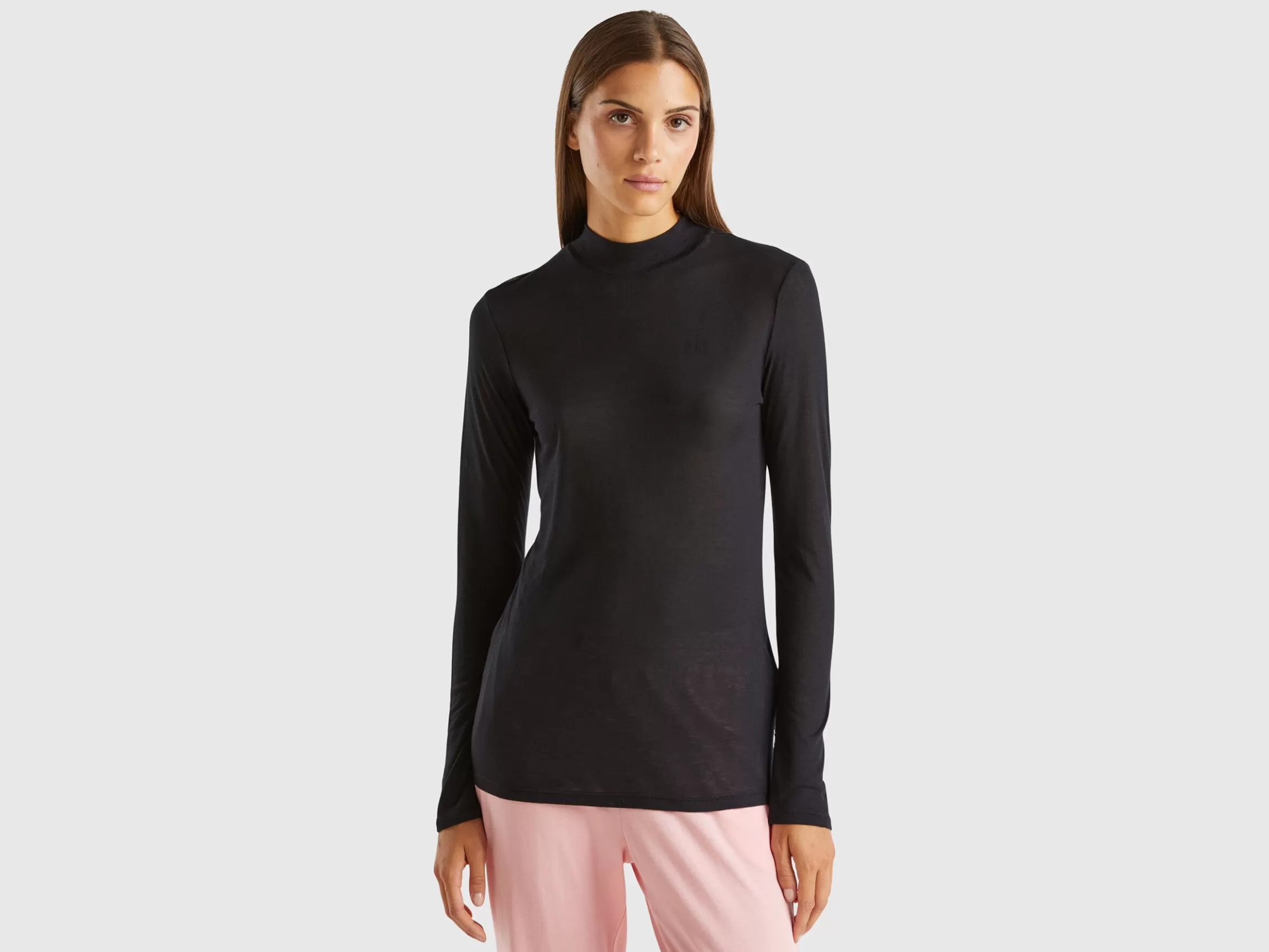 United Colors of Benetton Turtleneck t-shirt in viscose and wool blend
