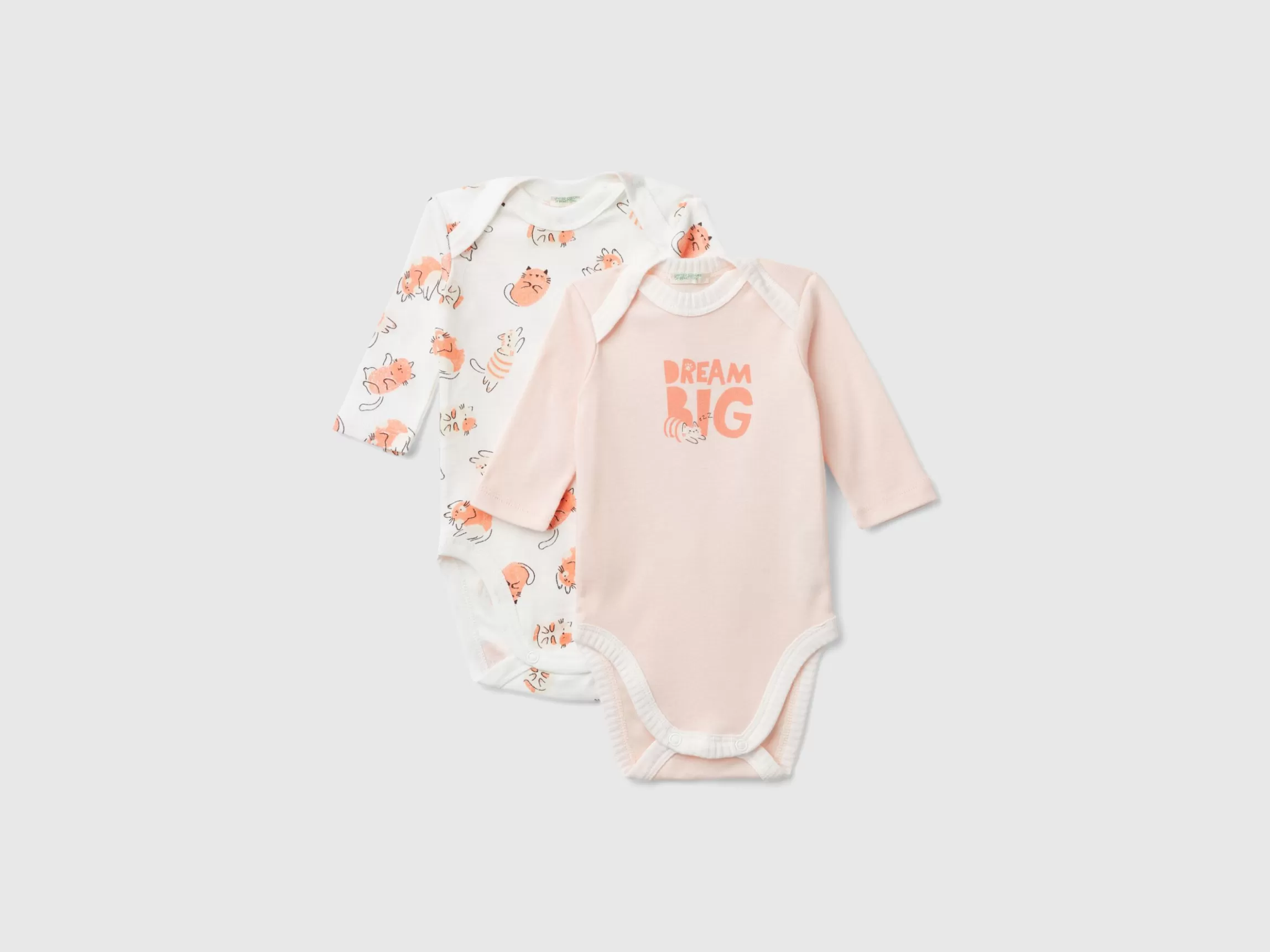 United Colors of Benetton Two long sleeve bodysuits in organic cotton
