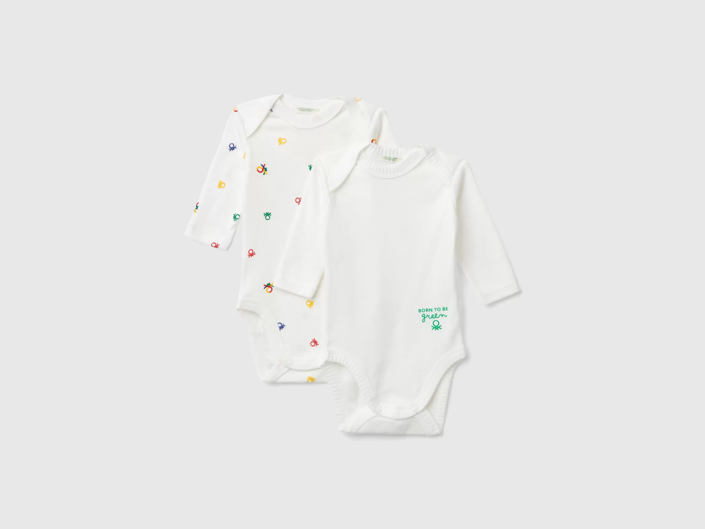 United Colors of Benetton Two long sleeve bodysuits in organic cotton