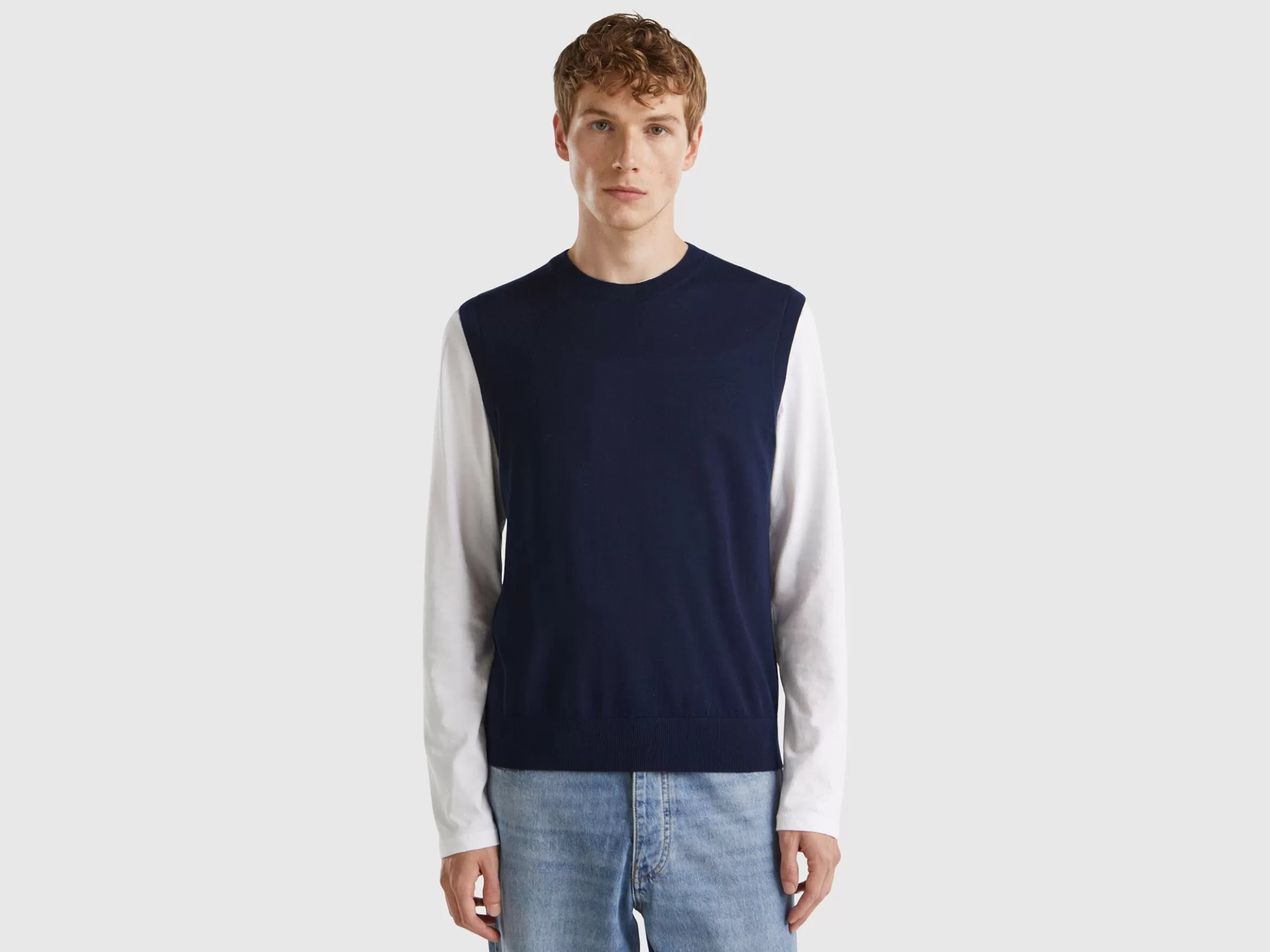 United Colors of Benetton Vest in pure Merino wool
