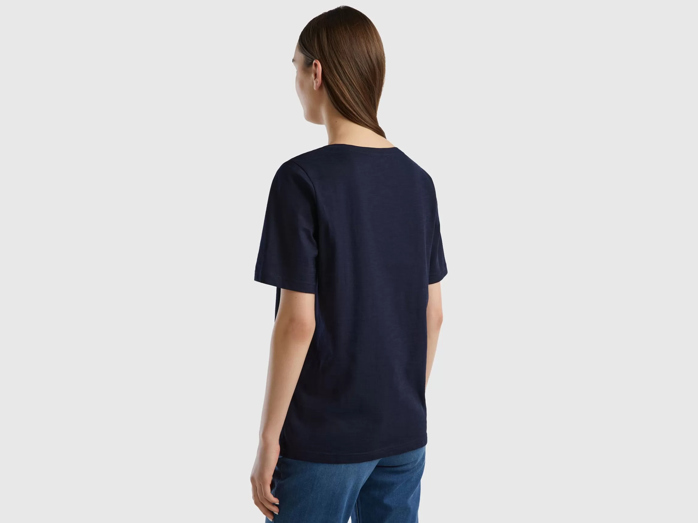 United Colors of Benetton V-neck t-shirt in slub cotton