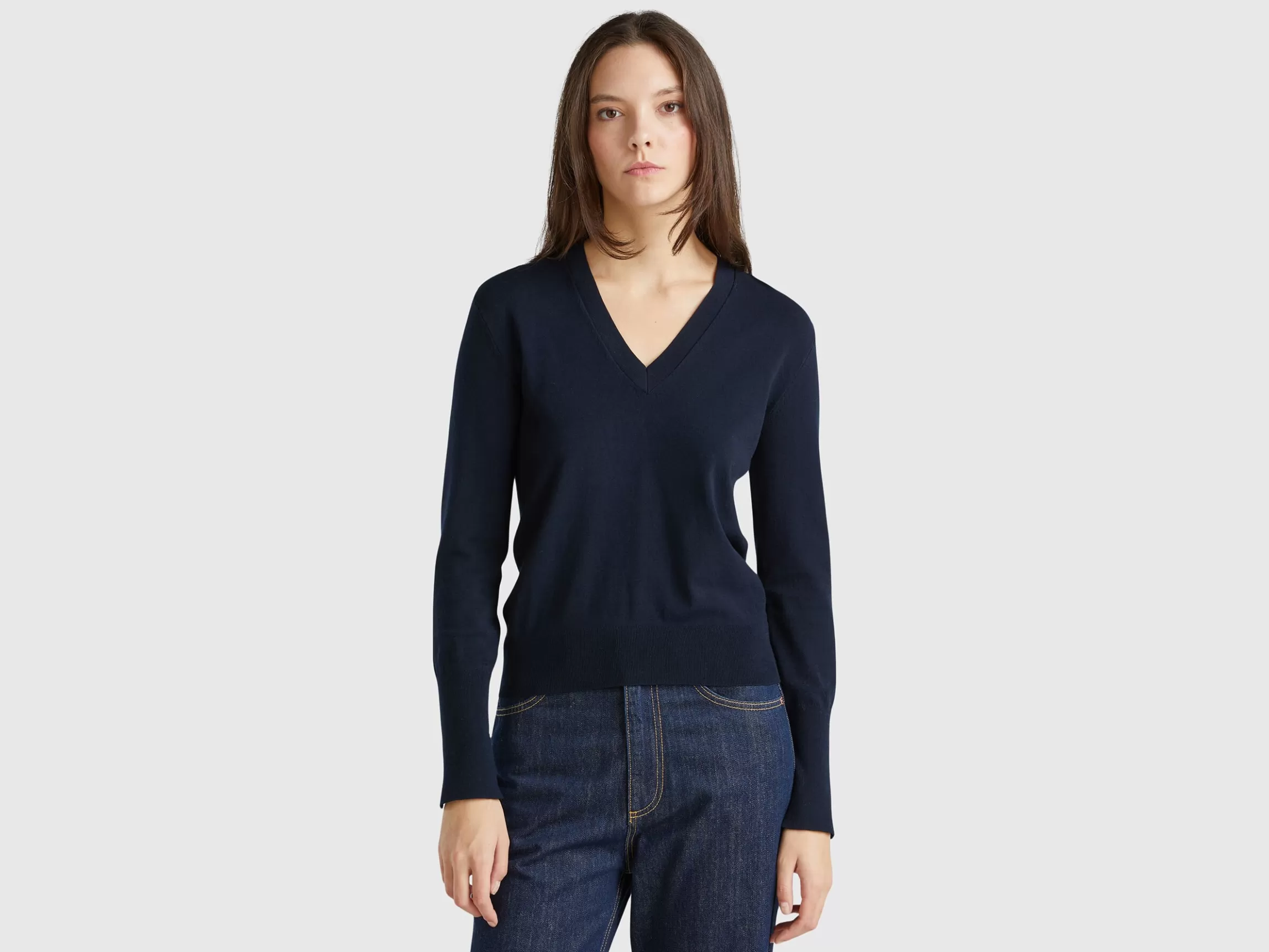 United Colors of Benetton V-neck viscose blend sweater