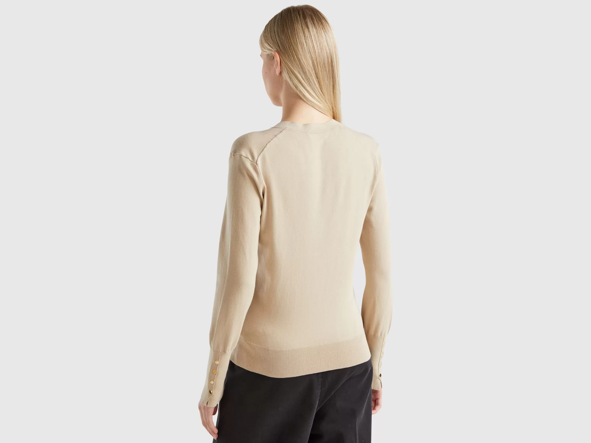 United Colors of Benetton V-neck viscose blend sweater