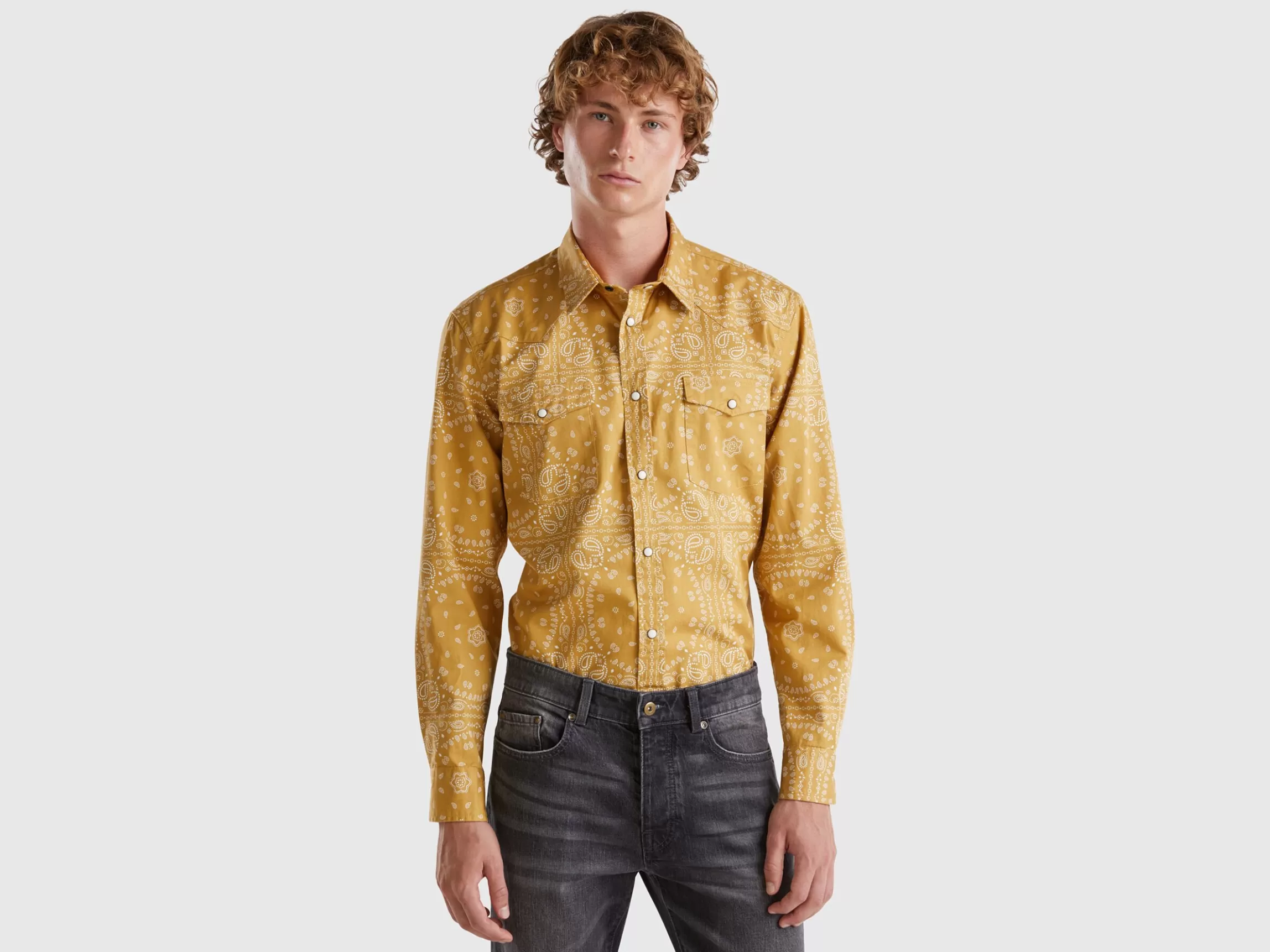 United Colors of Benetton Western style shirt with bandana print
