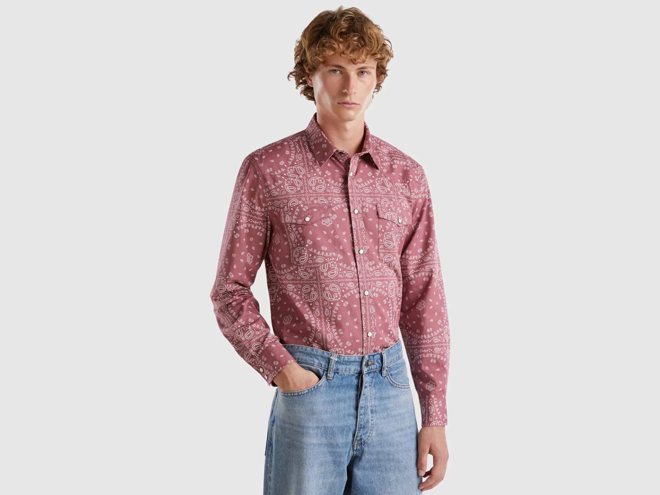United Colors of Benetton Western style shirt with bandana print