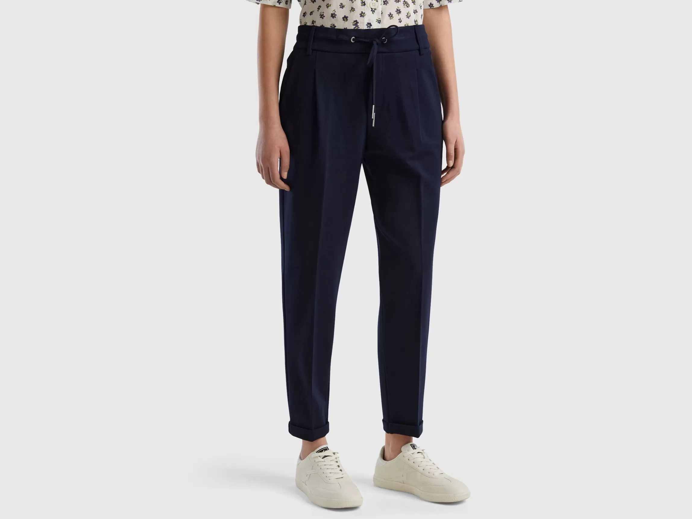 United Colors of Benetton Yarn dyed trousers with drawstring